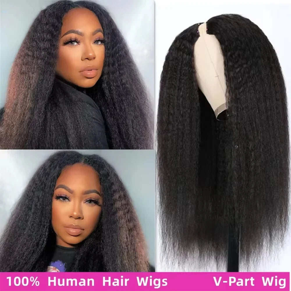 Havren Full Lace Glueless Wig Kinky Straight Vpart Human Hair
