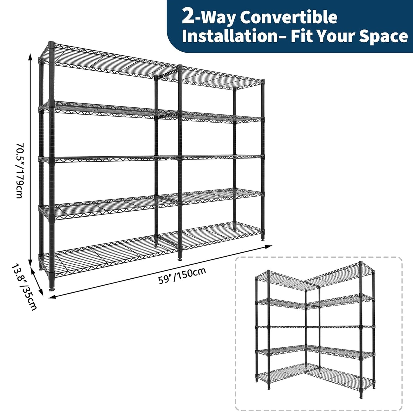 TWISTER.CK Heavy Duty Five Tier Metal Storage Shelves Garage Pantry