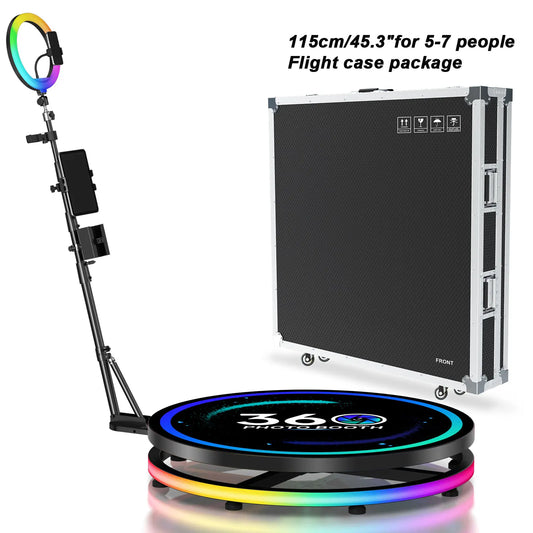 360 Photo Booth Rotating Platform RGB Ring Light