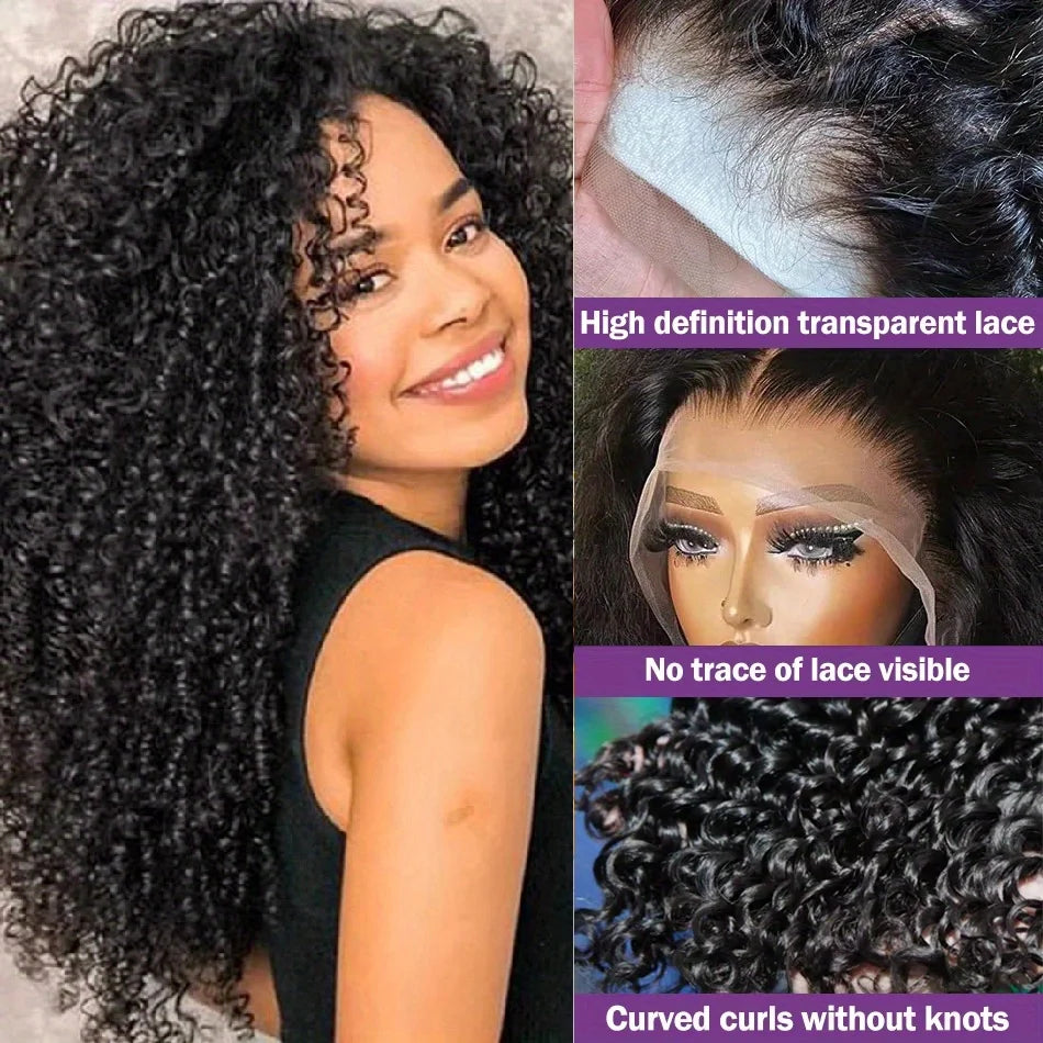 OKVOKV HD Transparent Deep Wave Lace Front Wig Human Hair