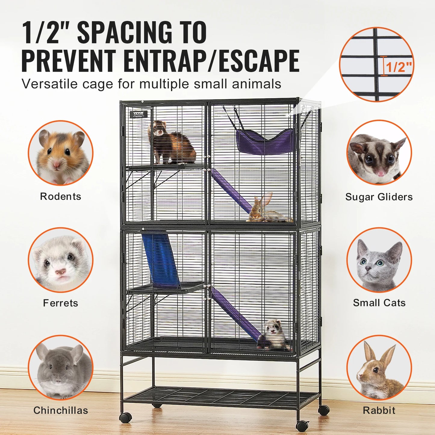 SucceBuy Rolling Metal Ferret Cage 4-Tier Critter Nation