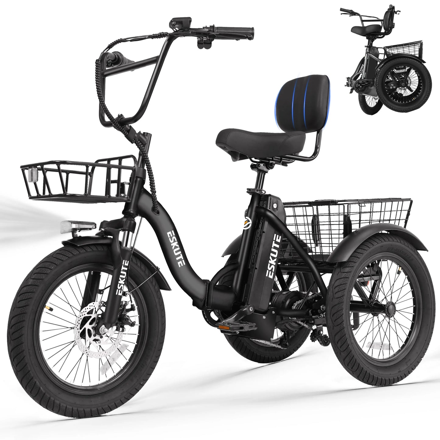 ESKUTE T300 Electric Trike With Foldable Frame And Fat Tires