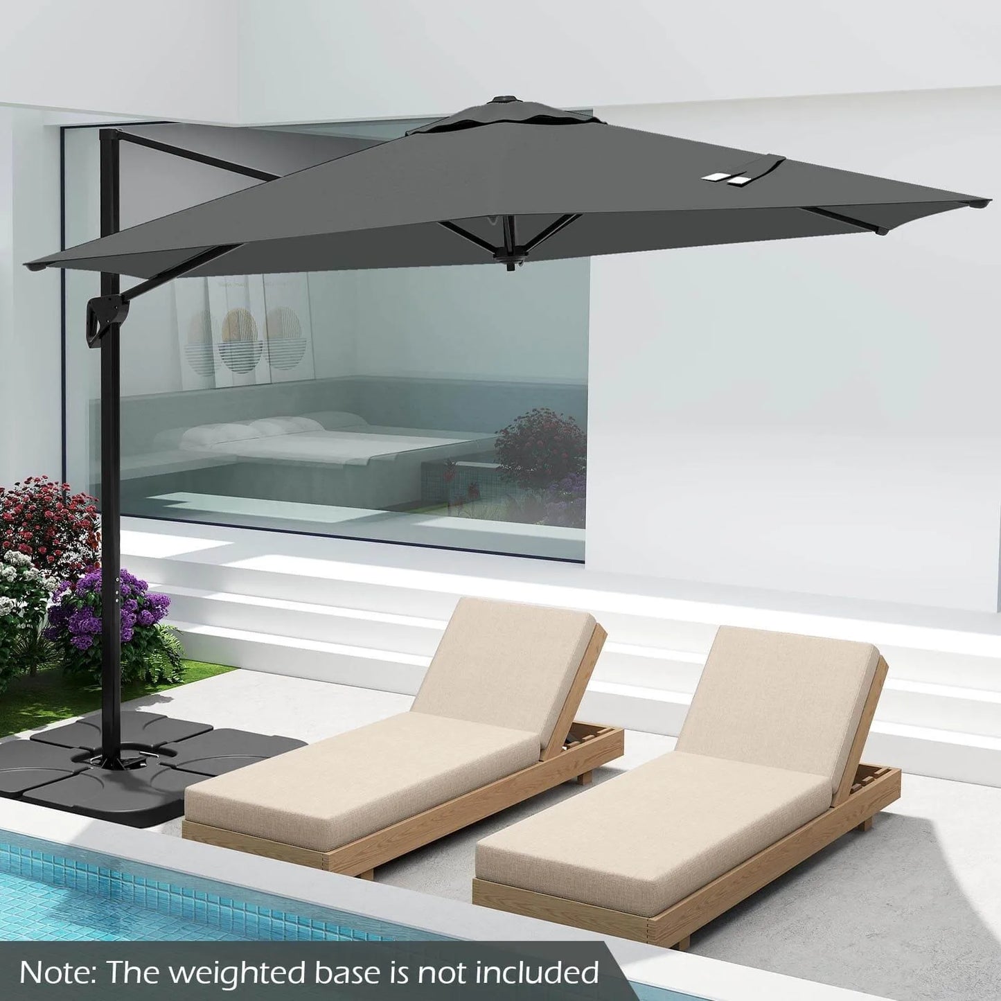 Patio Cantilever Umbrella With Sun Protective Canopy