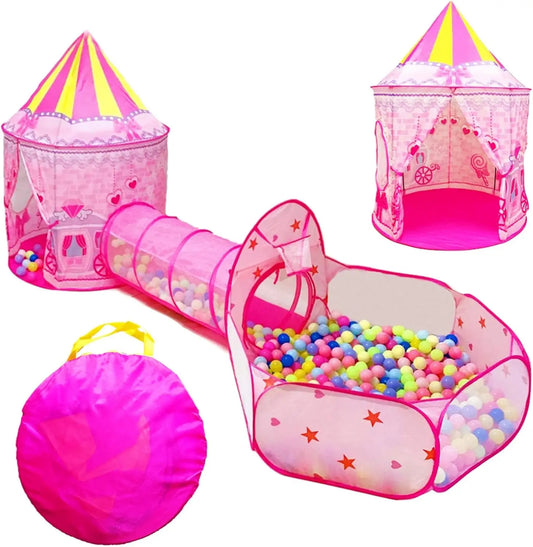 3-In-1 Kids Play Tent With Crawl Tunnel And Ball Pit