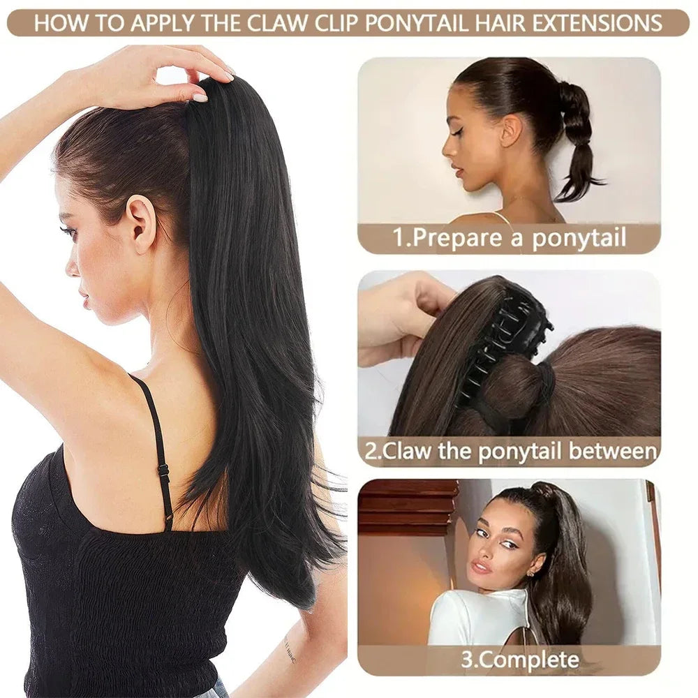 AZQUEEN Synthetic Claw Clip Ponytail Hair Extension Wavy Heat Resistant