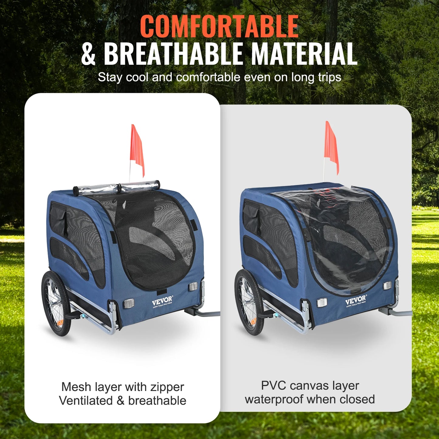 100lbs Pet Cart Bicycle Carrier Dog Trailer With Reflectors