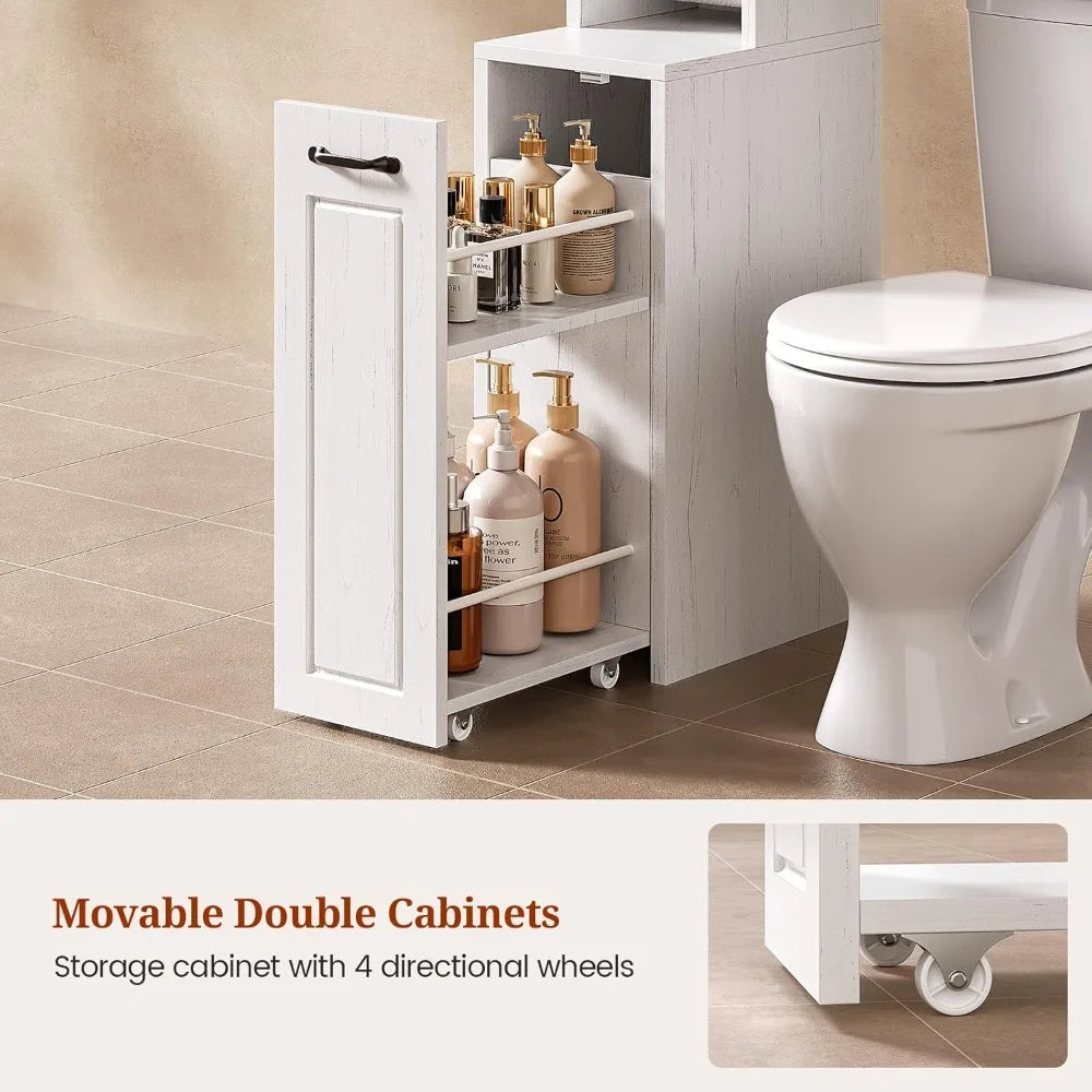 Farmhouse Over The Toilet Storage Cabinet With Space Saving Shelves