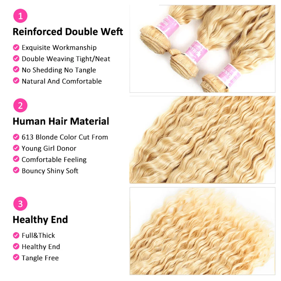 Lalabobo Deep Wave Brazilian Remy Human Hair Bundles