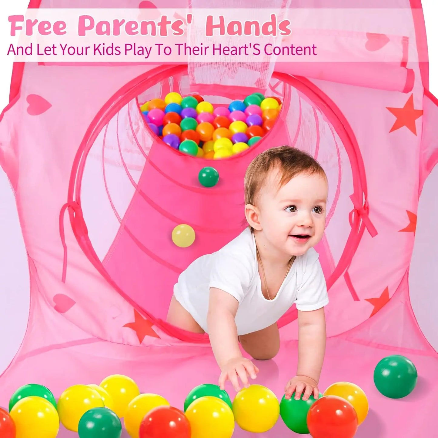 3-In-1 Kids Play Tent With Crawl Tunnel And Ball Pit