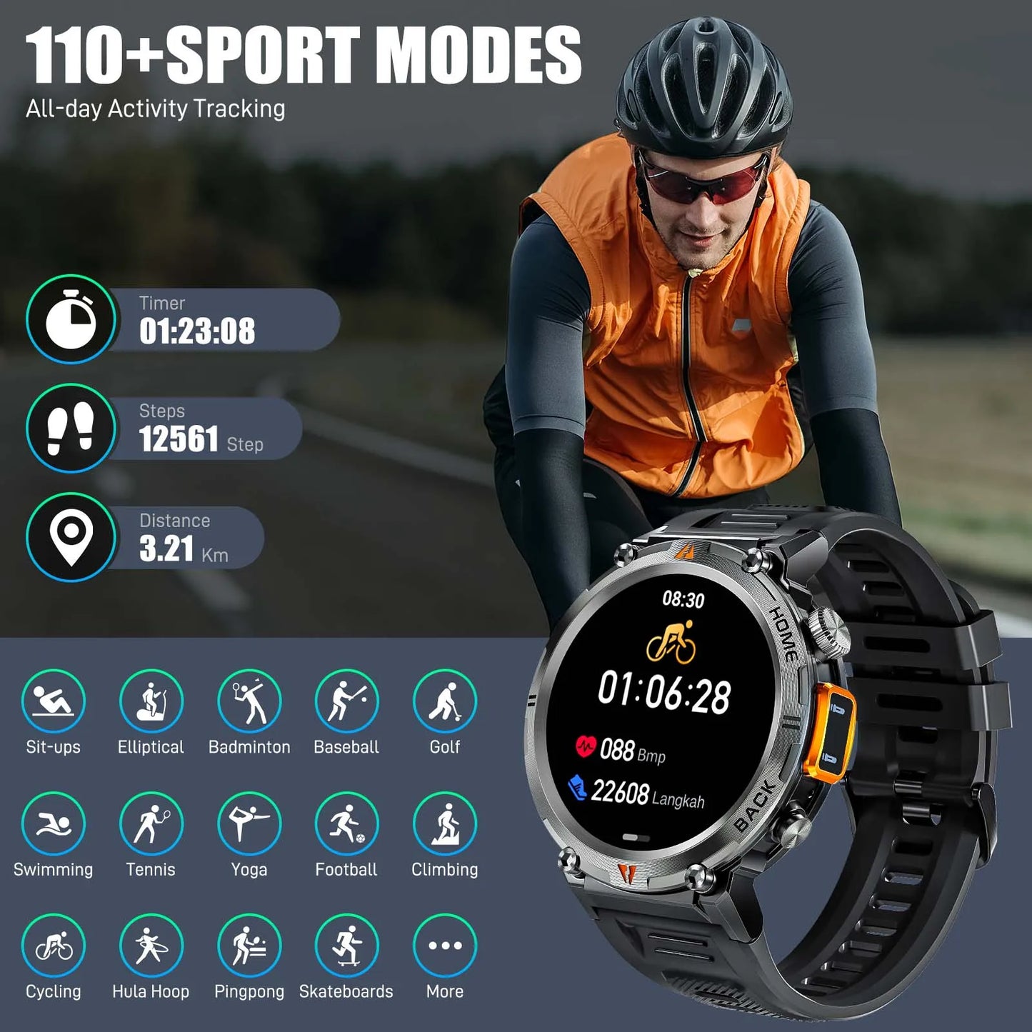 EIGIIS KE3 Smartwatch For Men With Health Monitor Heart Rate