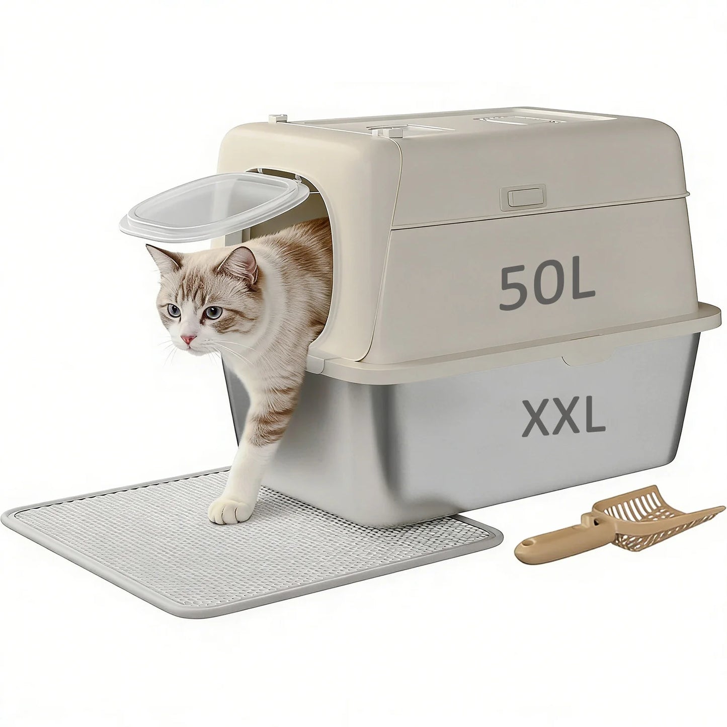 HiMISS Stainless Steel Cat Litter Box Odor Free Anti Leakage