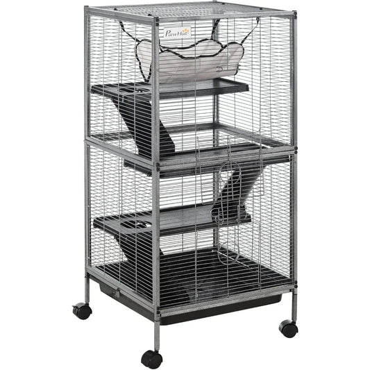 NONECN Metal Small Animal Cage 4 Tier Rolling Ferret Hammock