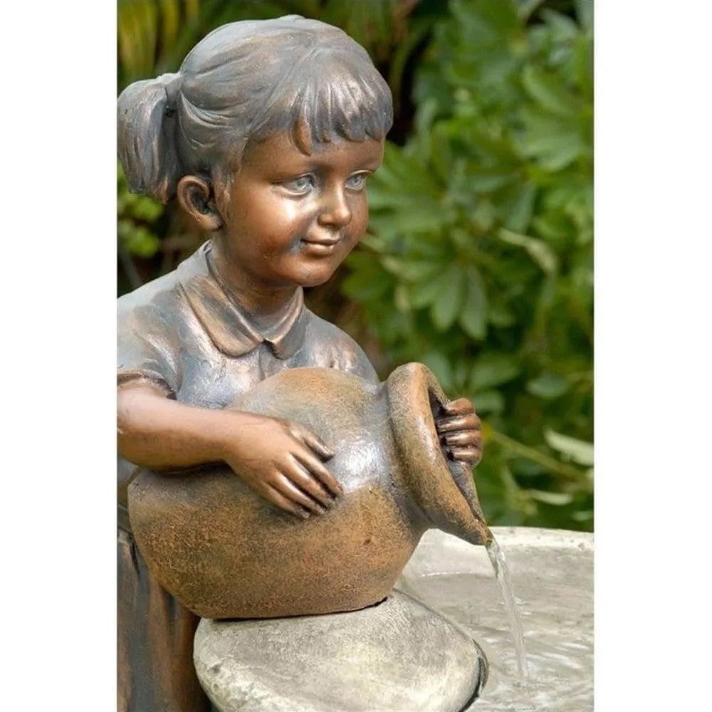 Row Bird Bath Outdoor Water Fountain Resin Garden Water Feature