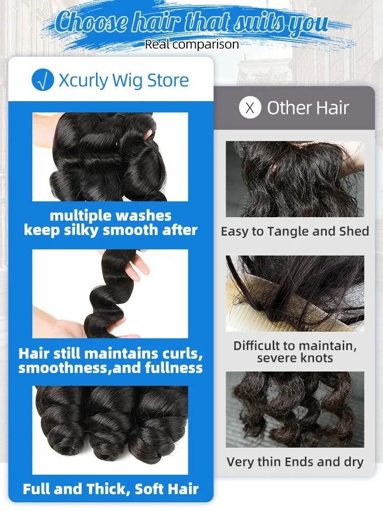 Smilegirl Remy Brazilian Virgin Loose Wave Hair Bundles Extensions