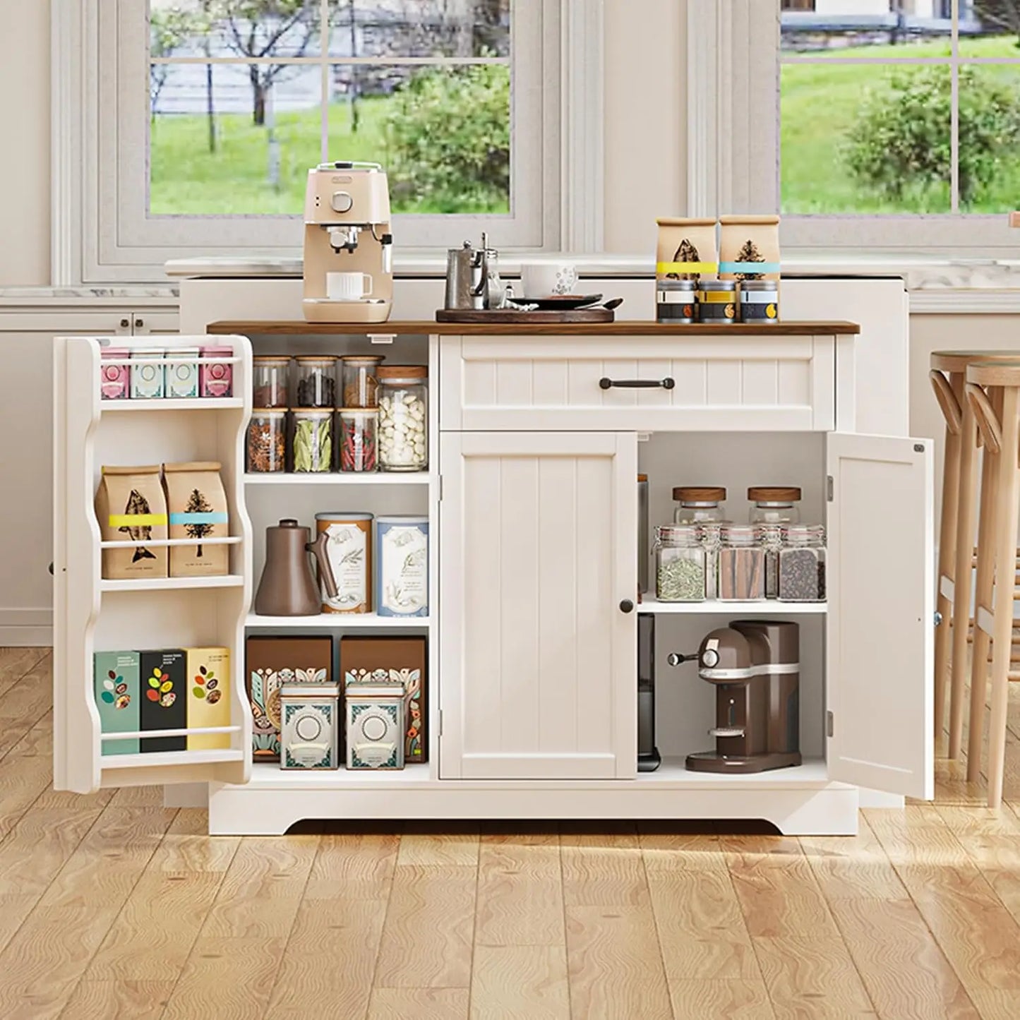 MOYU Kitchen Coffee Bar Cabinet With Storage And Drawers
