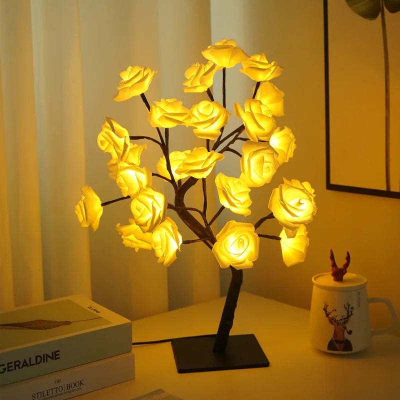 Shenzhitech LED Rose Tree Lights USB Table Lamp Home Decor