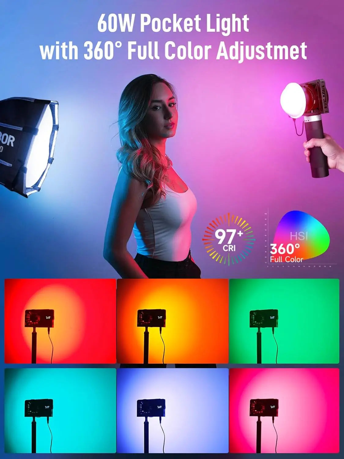 COLBOR Portable Pocket LED Light W60 W100 For Outdoor Shooting
