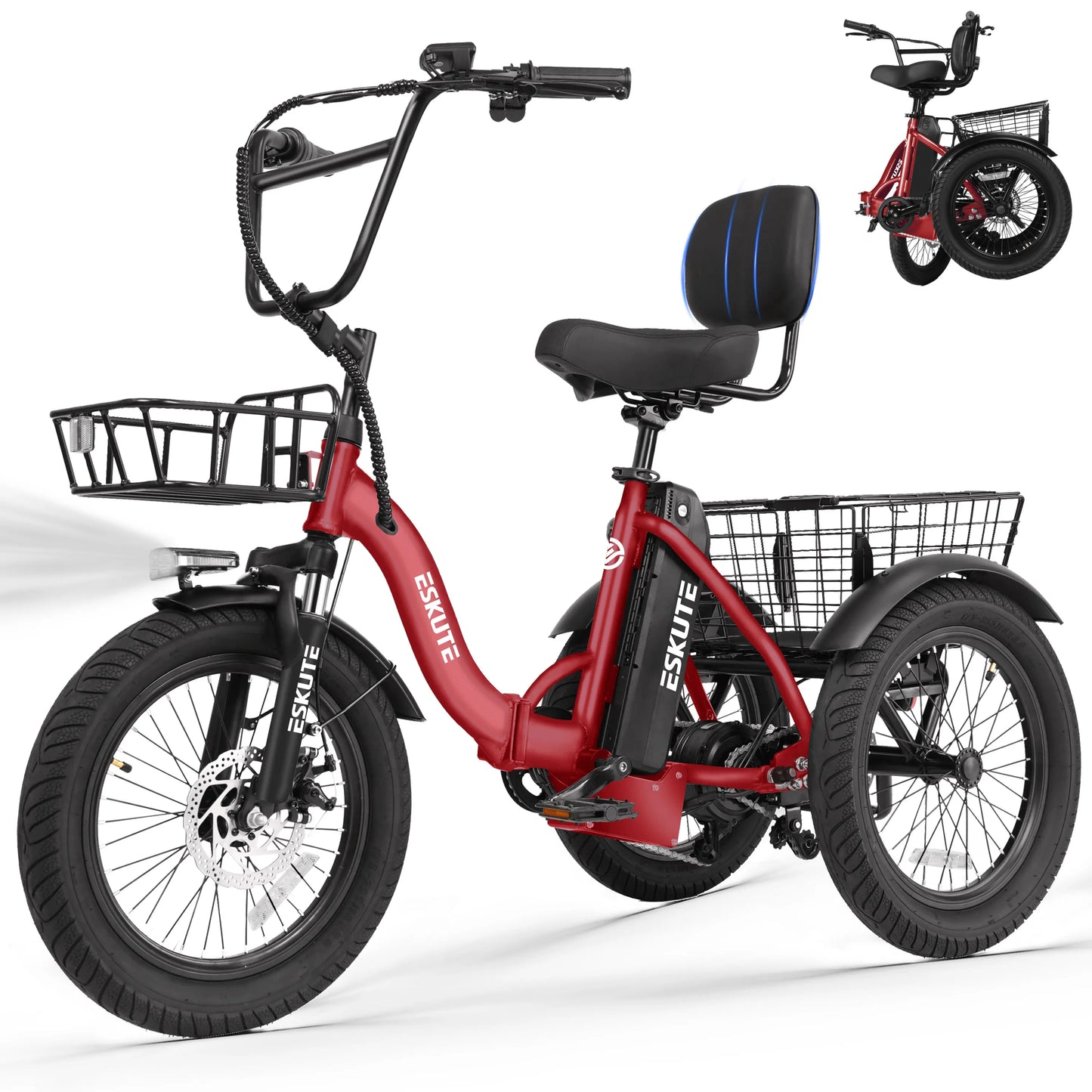 ESKUTE T300 Electric Trike With Foldable Frame And Fat Tires
