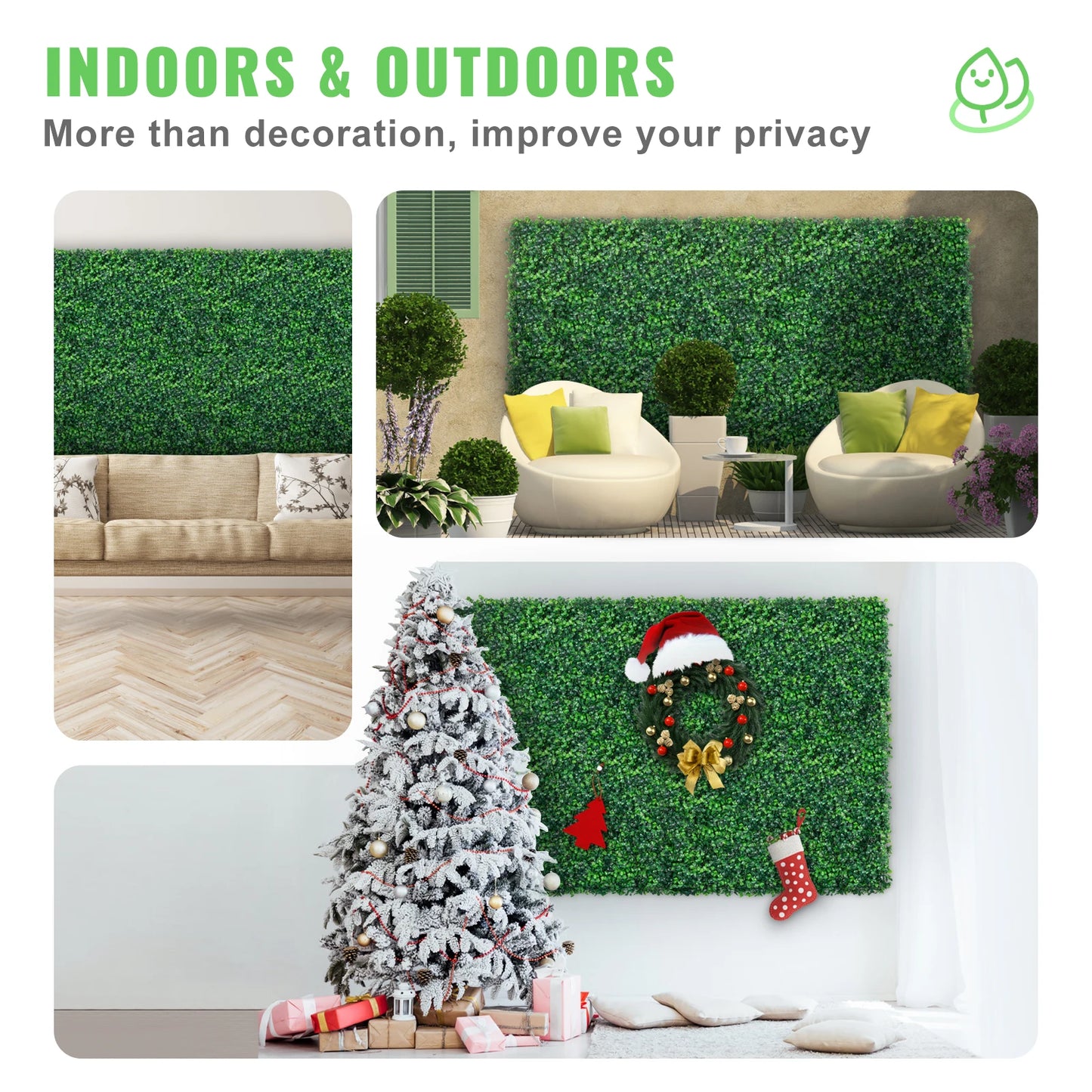 SucceBuy Artificial Boxwood Panels UV 24pcs Hedge Wall Backdrop