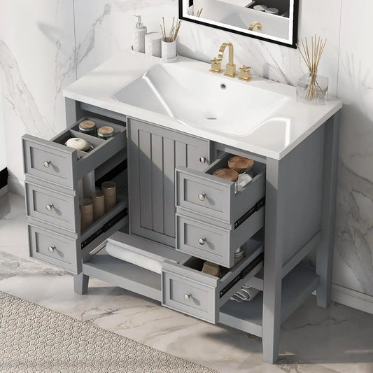 Bathroom Vanity Cabinet Sink Top Combo With Three Drawers