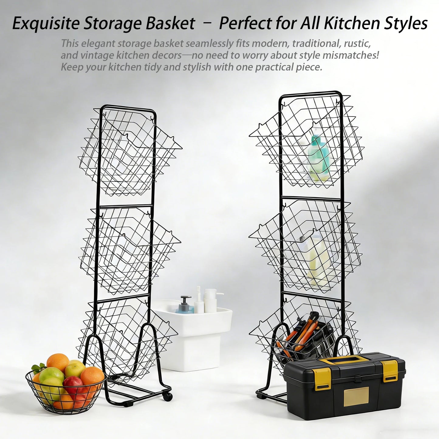 Kitchen 3 Tier Basket Rack for Fruit and Vegetable Storage
