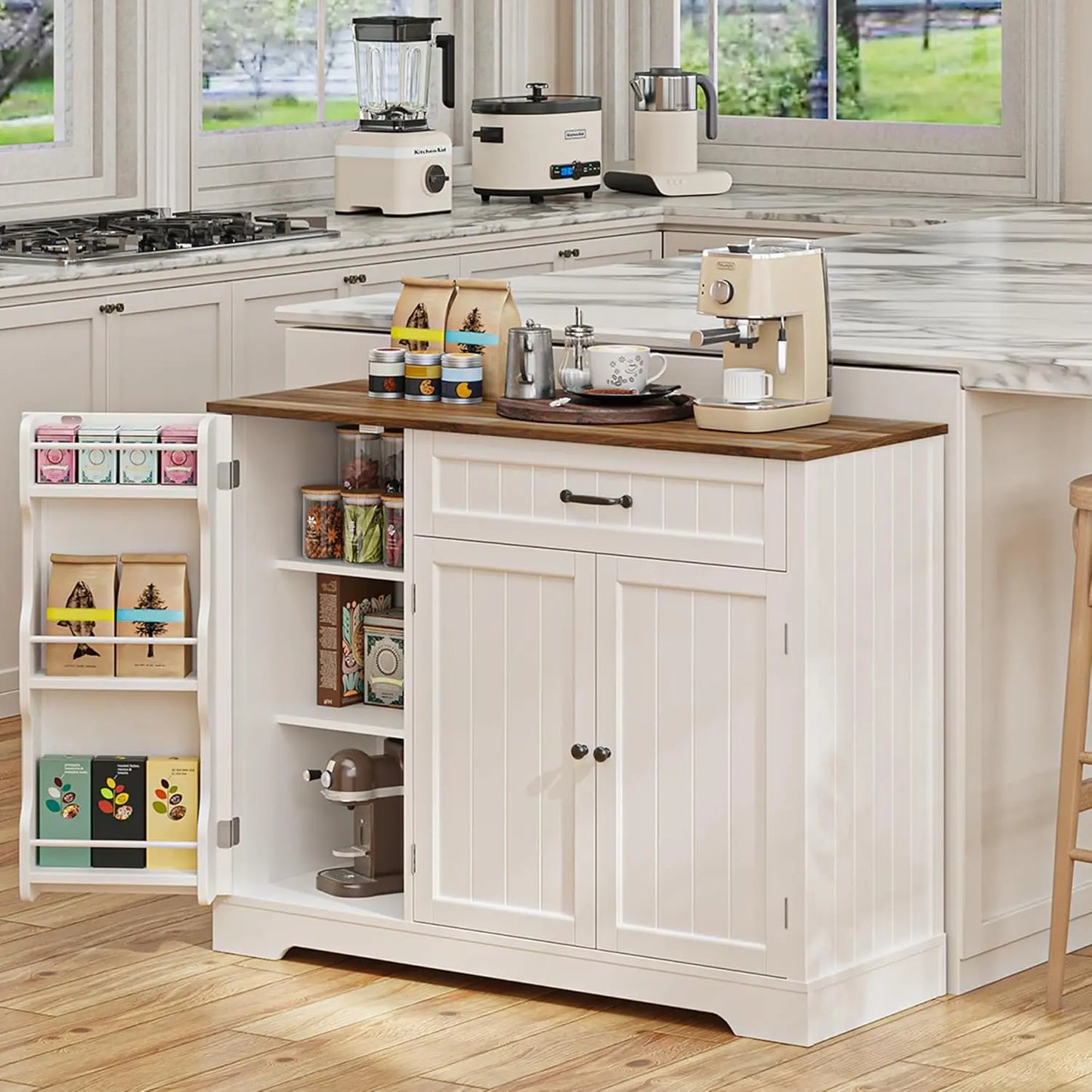 MOYU Kitchen Coffee Bar Cabinet With Storage And Drawers