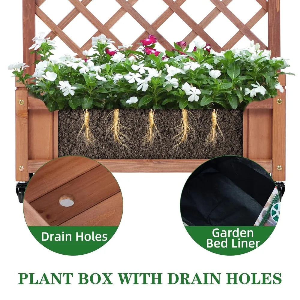 Raised Garden Bed With Trellis Twin Pack Outdoor Wood Planters