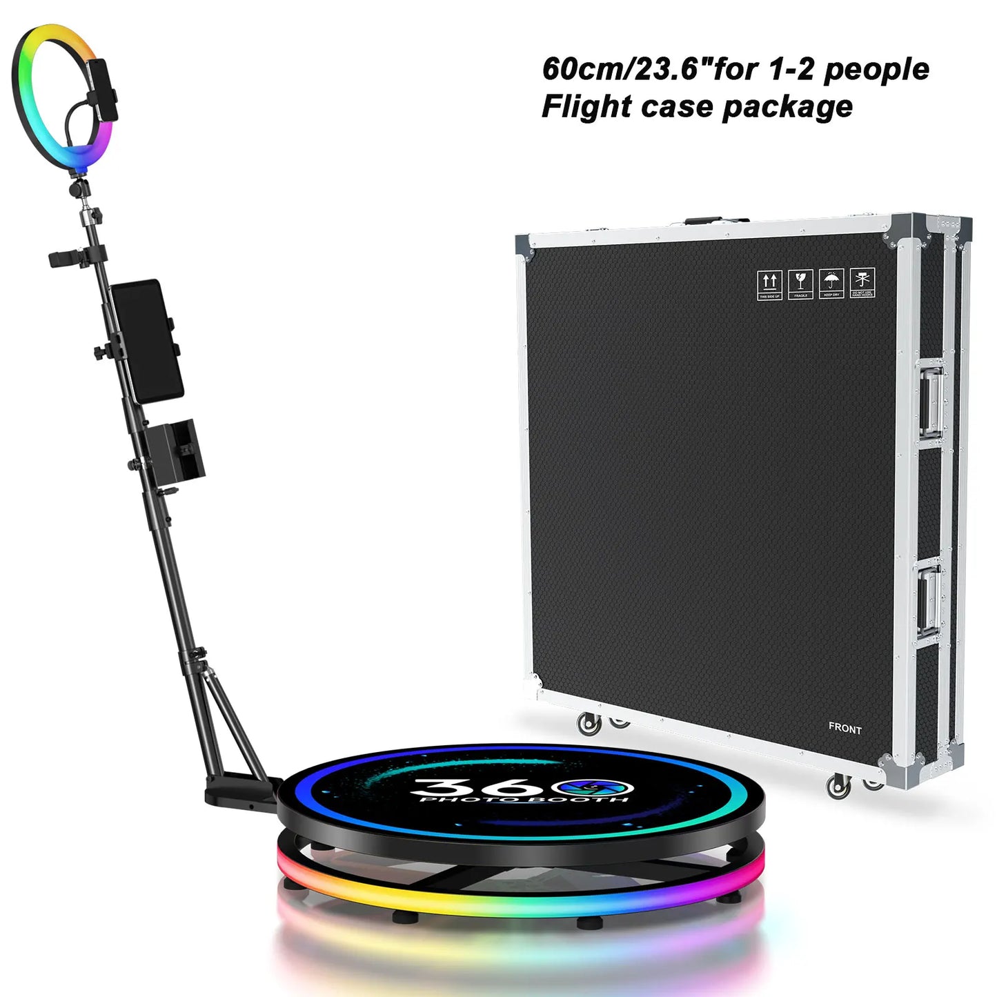 360 Photo Booth Rotating Platform RGB Ring Light