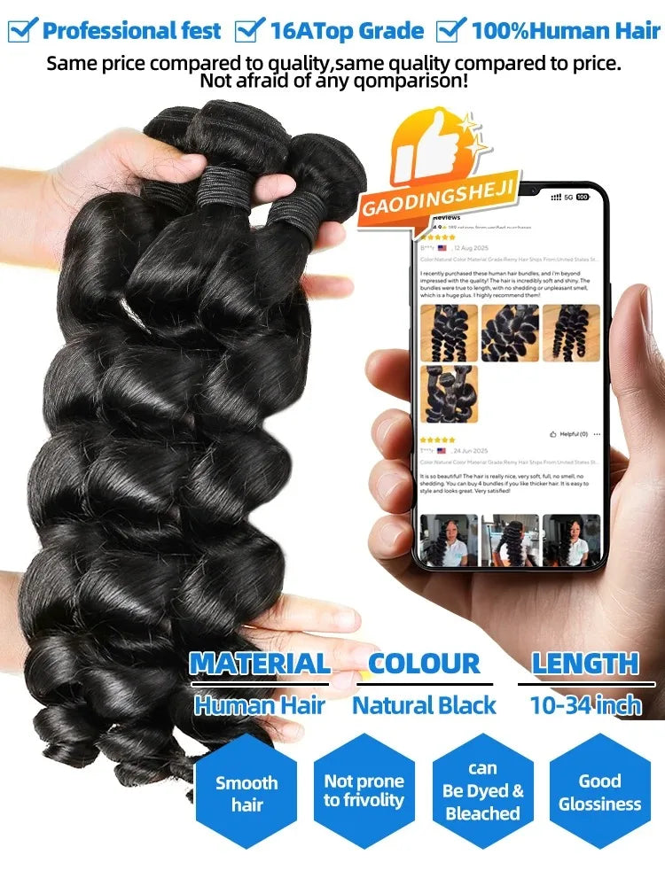 Smilegirl Remy Brazilian Virgin Loose Wave Hair Bundles Extensions