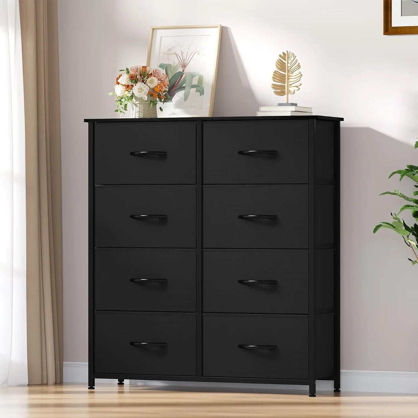 8 Drawer Fabric Dresser With Storage Bins For Living Room Organizer