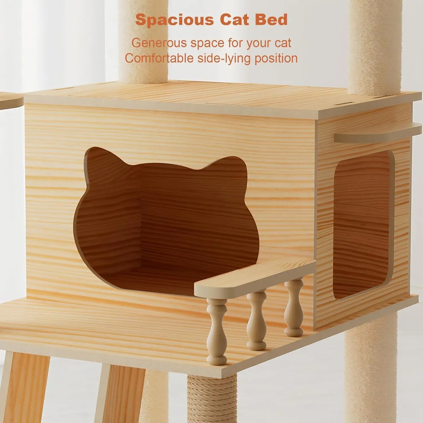 Modern Wood Cat Tower With Sisal Scratching Posts