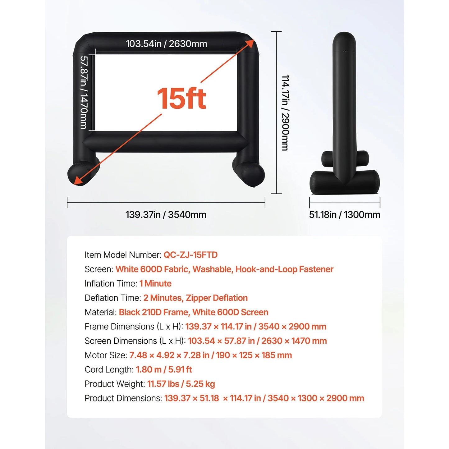 SucceBuy Inflatable Projector Screen With 120W Air Blower For Outdoor Theater