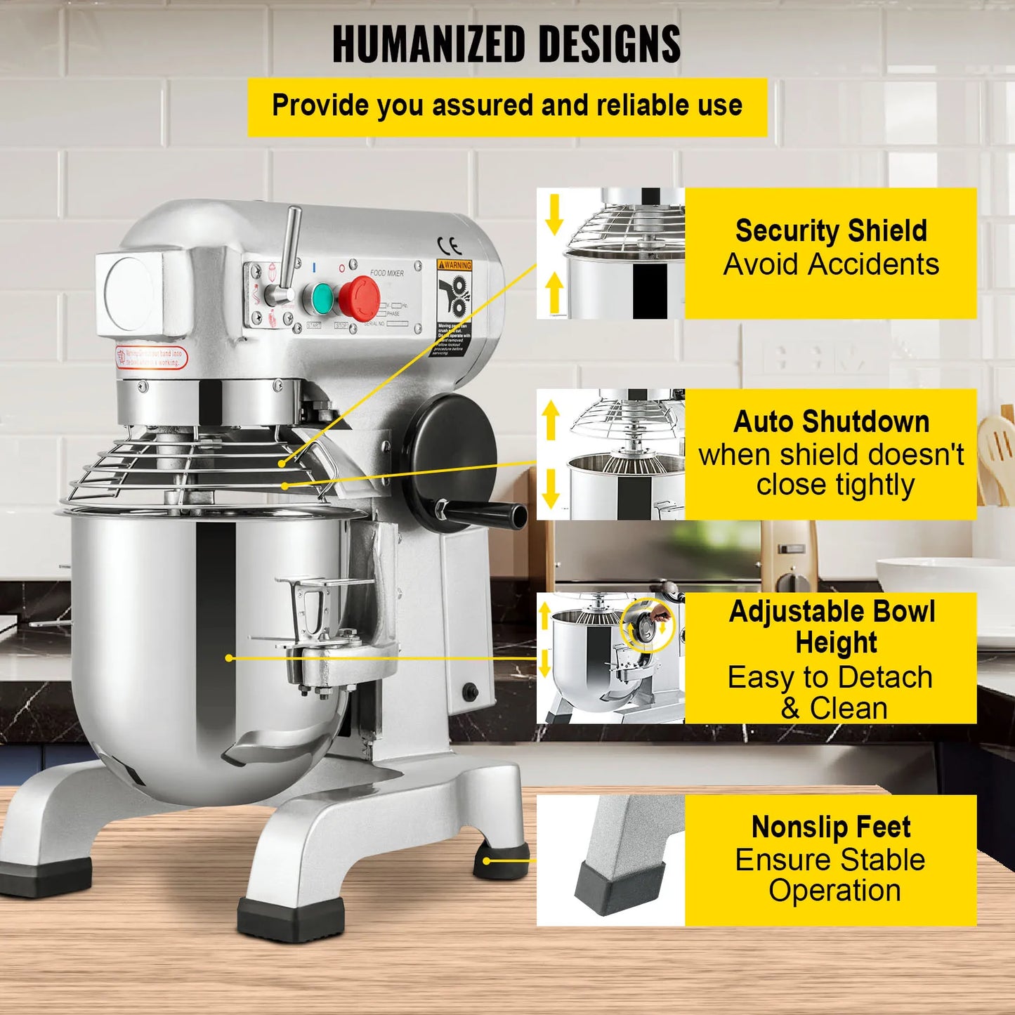 SucceBuy Electric Dough Machine Stainless Steel Mixer