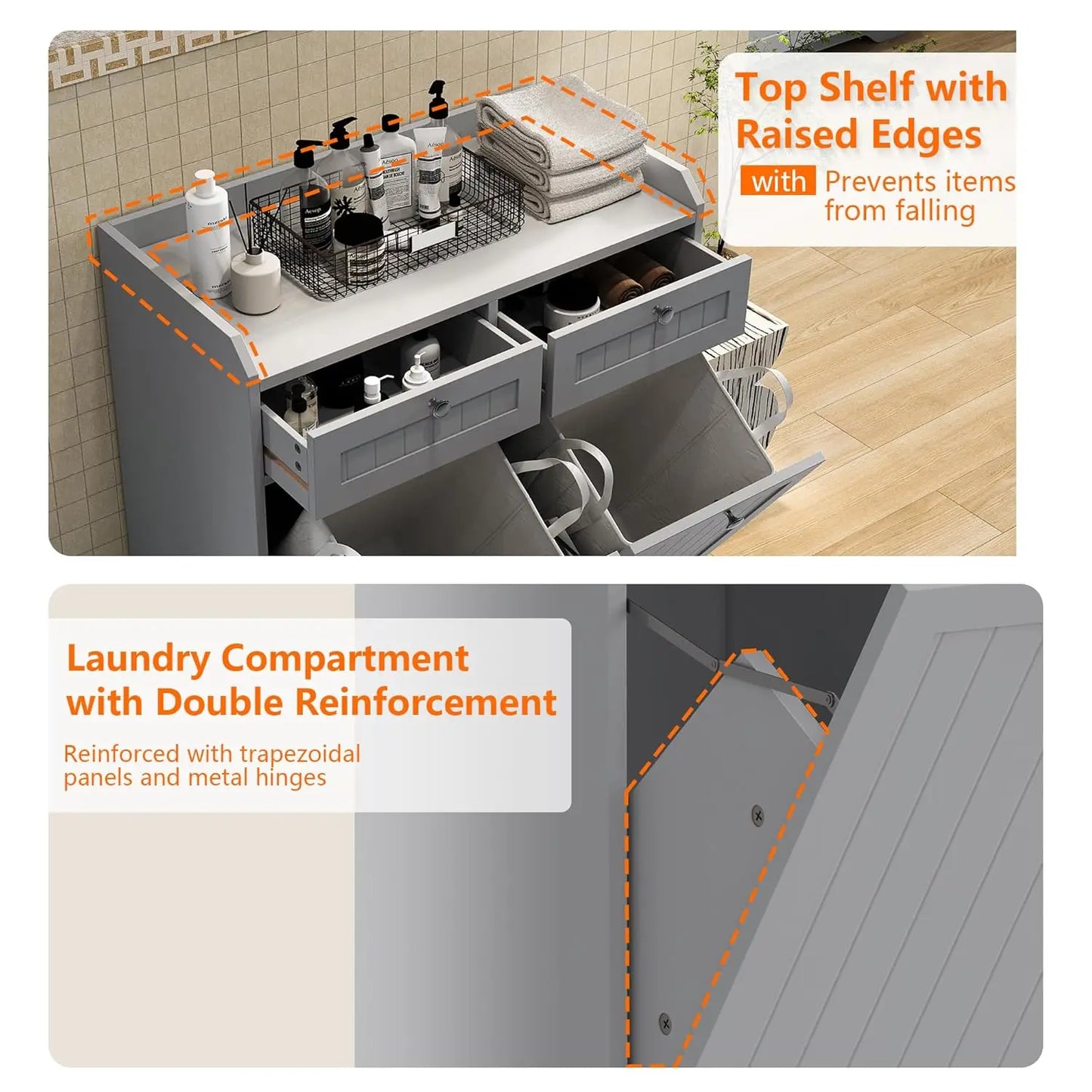 Double Tilt Out Trash Can Cabinet With Drawer Wooden Freestanding Pet Proof