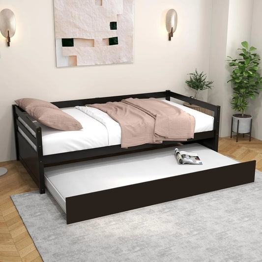 BIANXIANG Wood Trundle Daybed Frame