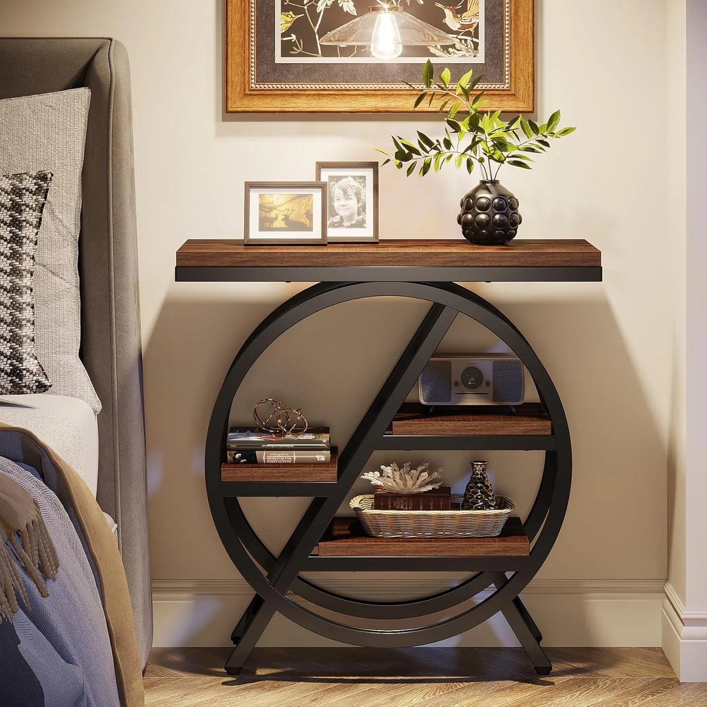 Little Tree 3-Tier Narrow Side Table With Storage