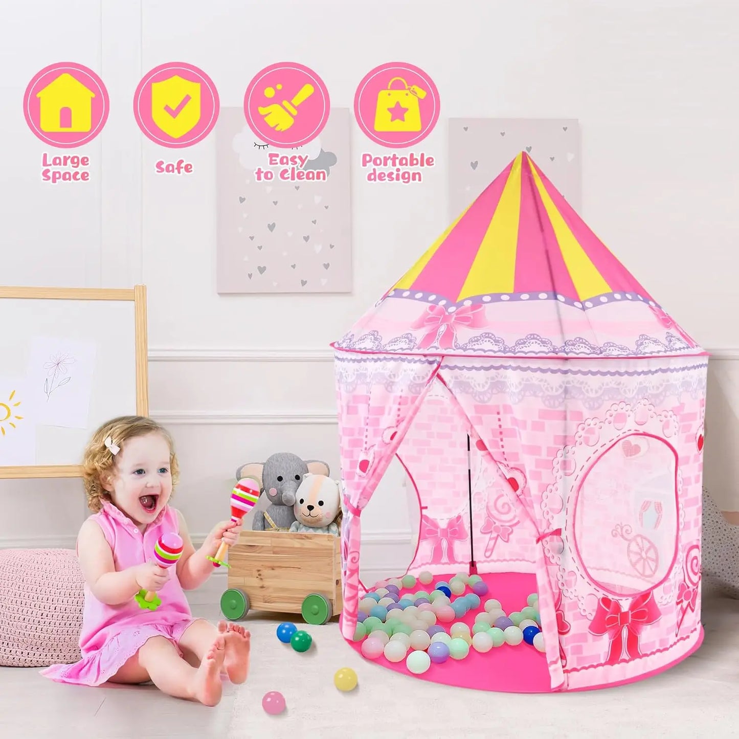 3-In-1 Kids Play Tent With Crawl Tunnel And Ball Pit