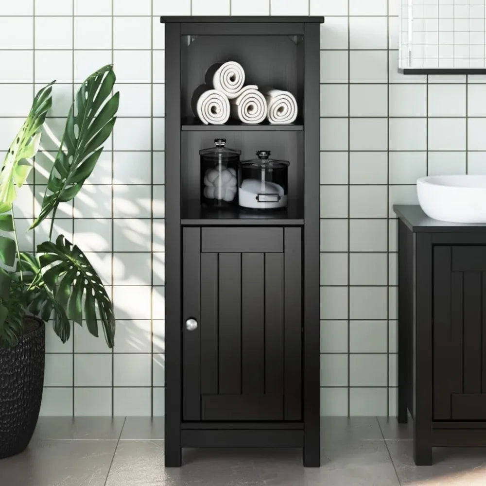 Solid Pine Wood Free Standing Bathroom Cabinet Organizer