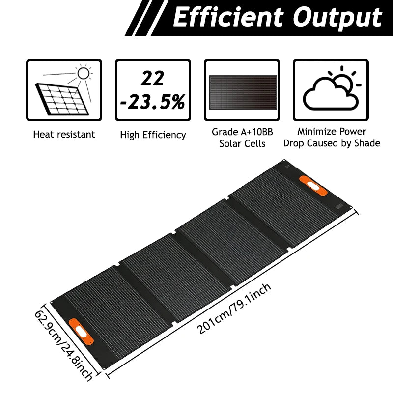 CHUBAN 200W Portable Solar Panel Kit Foldable IP68 Waterproof For RV Camping