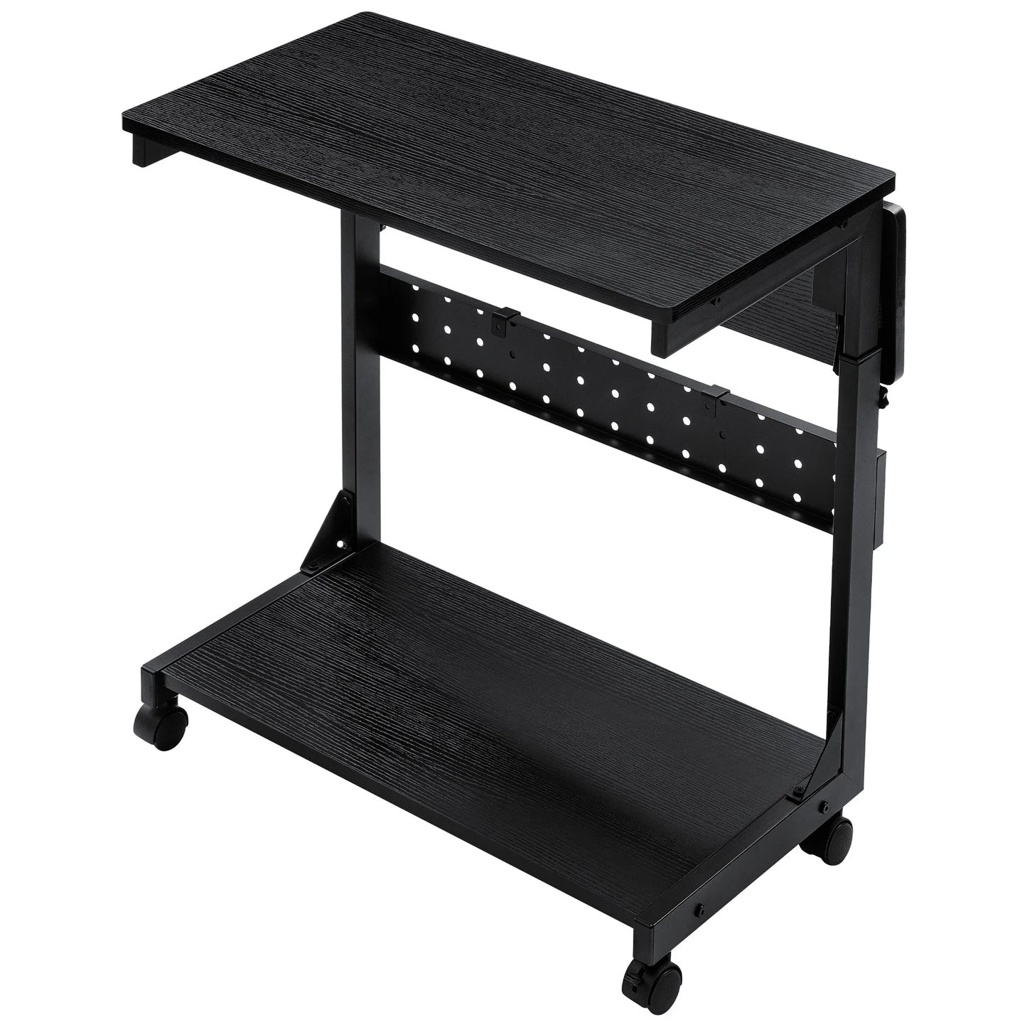 JHK 2 Tier Mobile Standing Sofa Desk With Folding Panel