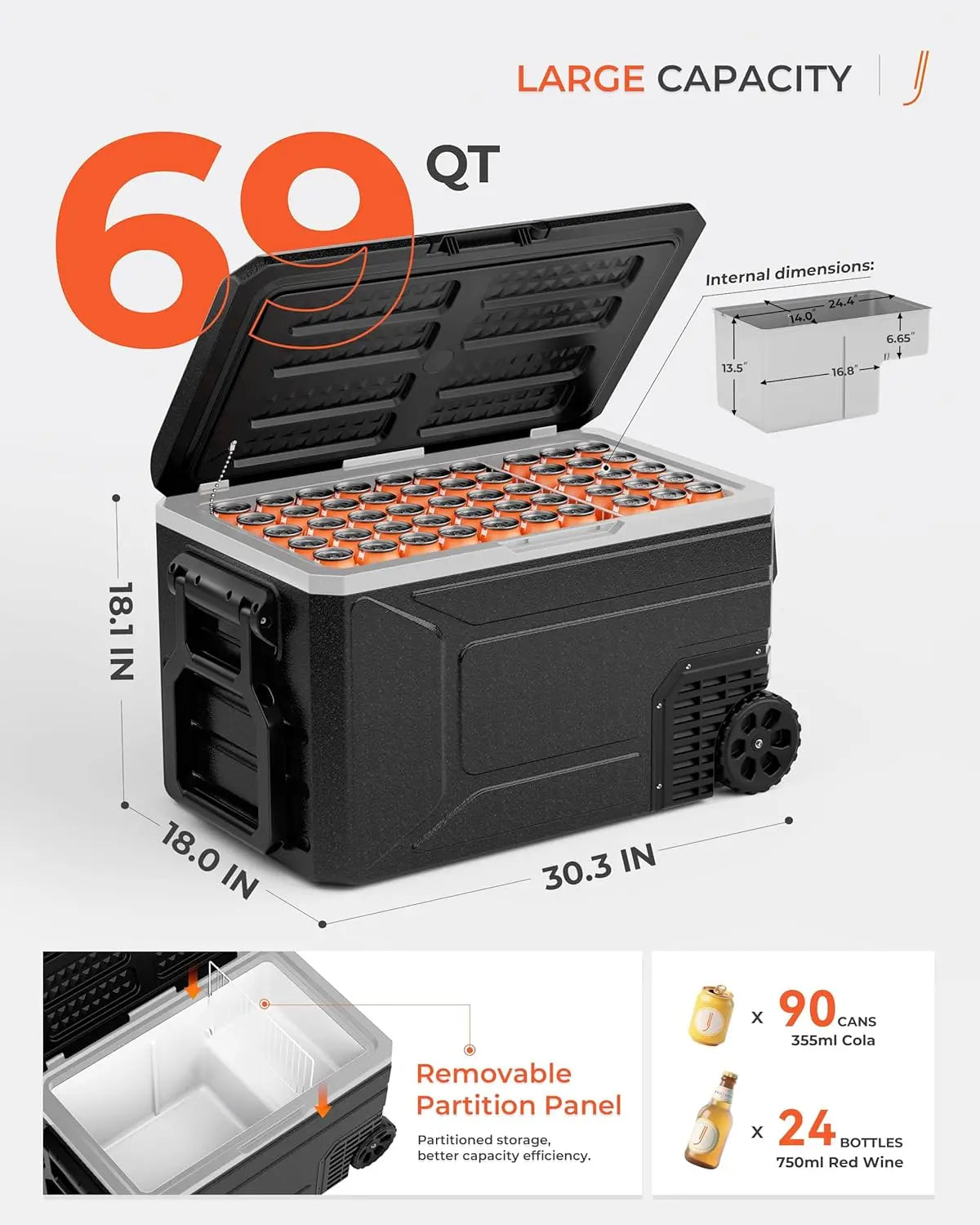 12V Portable Refrigerator Freezer For Vehicles 12V 24V DC AC