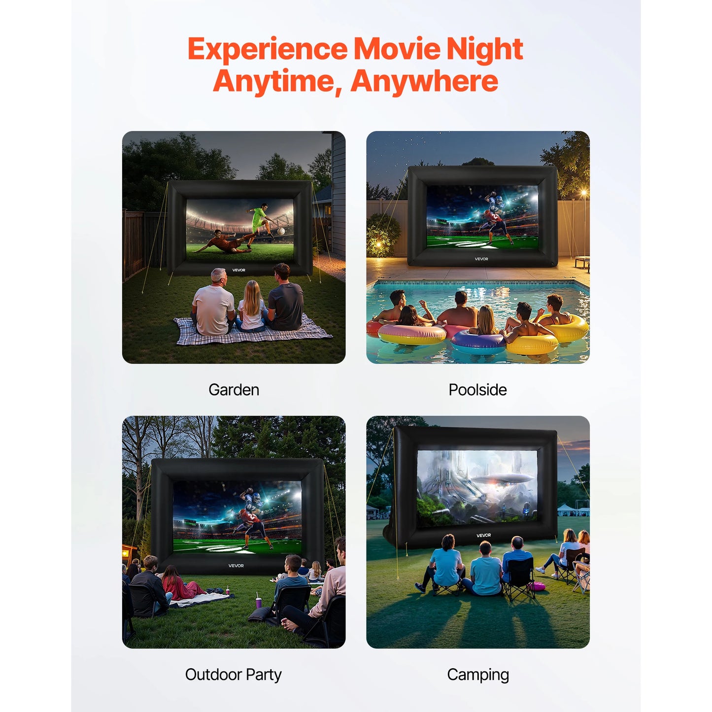 SucceBuy Inflatable Projector Screen With 120W Air Blower For Outdoor Theater