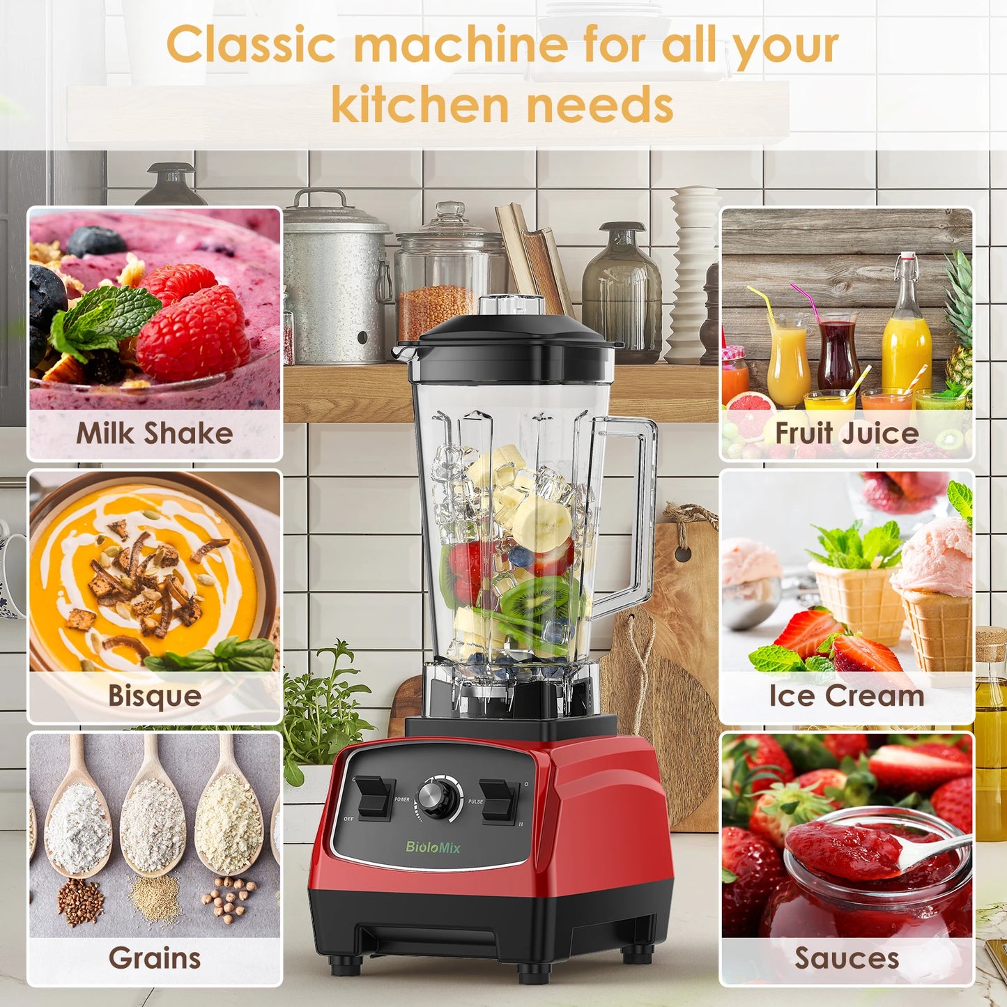 Biolomix BPA Free 3HP 2200W Heavy Duty Commercial Blender