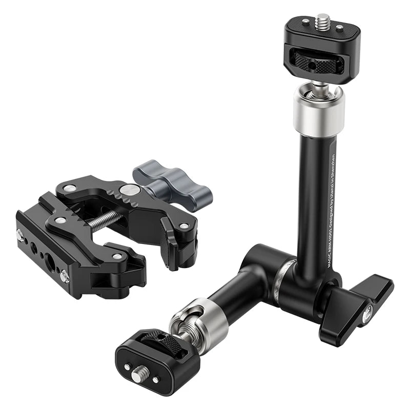 Ulanzi R011a Crab Clamp with Universal Threaded 1/4'' 3/8'' Hole / HD01 360° Adjustable 10-inch Magic Arm for DSLR Camera Vlog