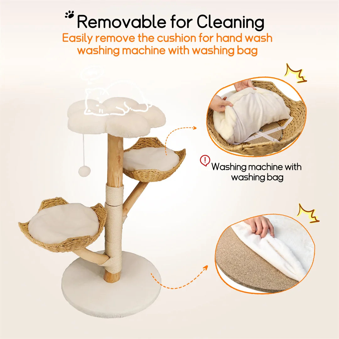 BINGOPAW Modern Cat Tree With Scratching Post And Activity Center