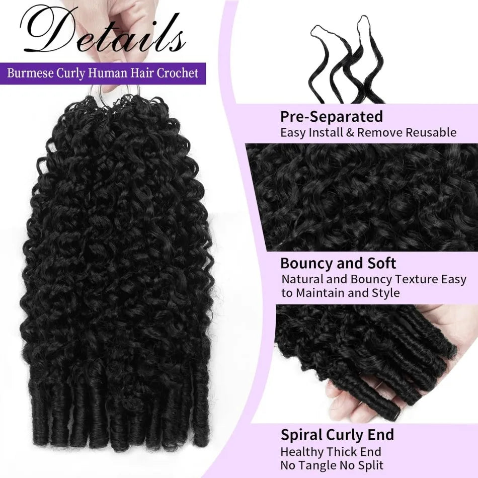 Smilegirl Burmese Curly Crochet Hair Remy Water Wave Bundles