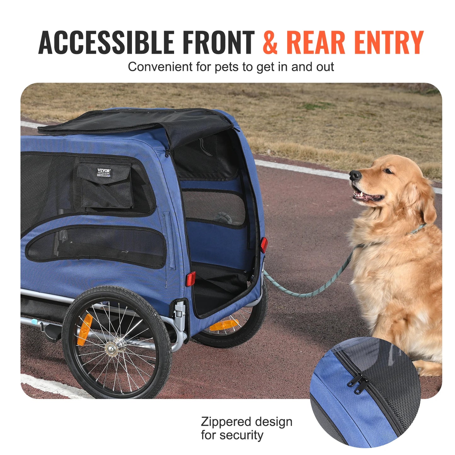 100lbs Pet Cart Bicycle Carrier Dog Trailer With Reflectors