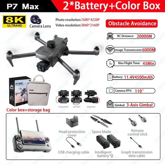 JJRC P7 Max GPS Drone 8K Quadcopter With Screen Remote
