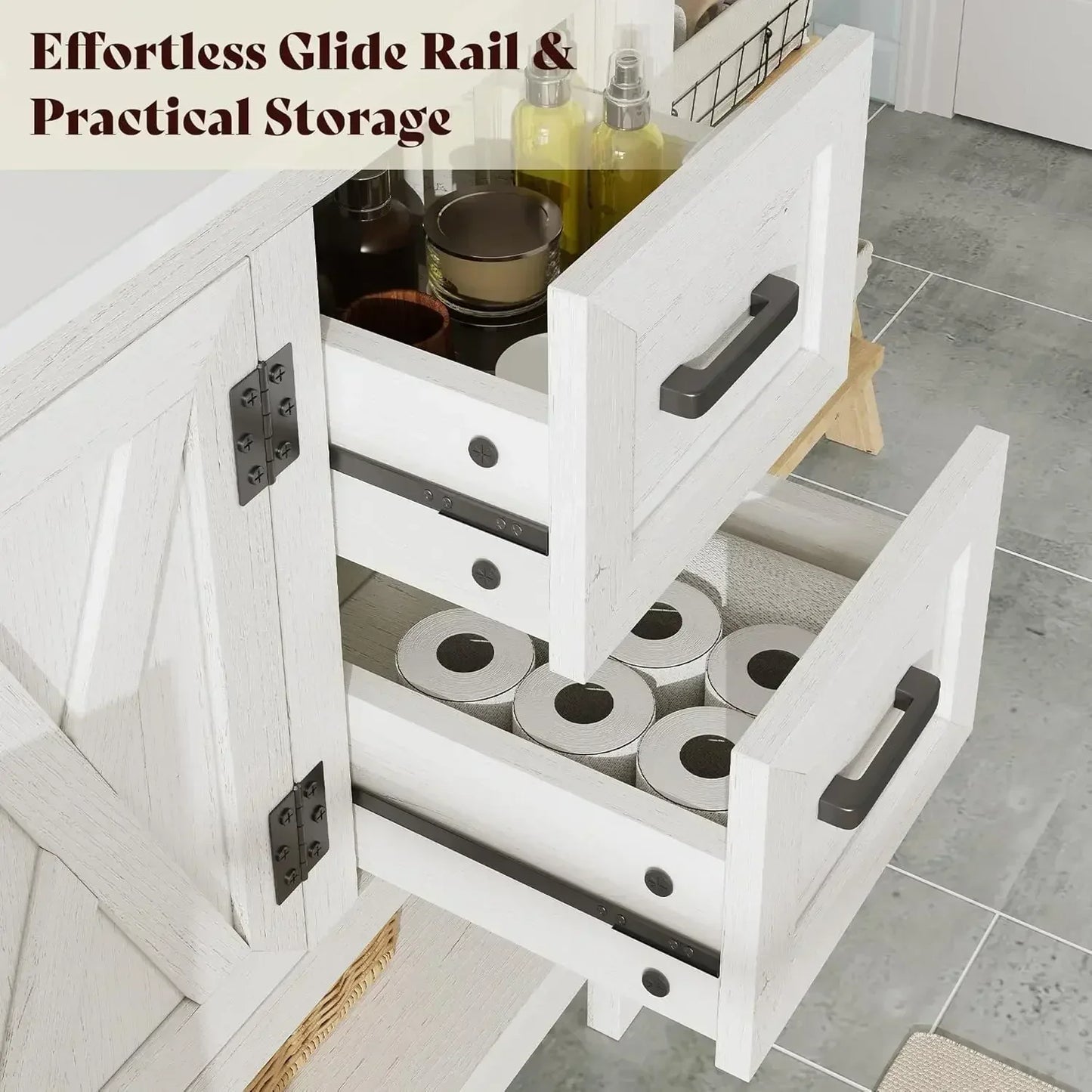Farmhouse Vanity With Sink Freestanding Cabinet With Drawers Barn Doors
