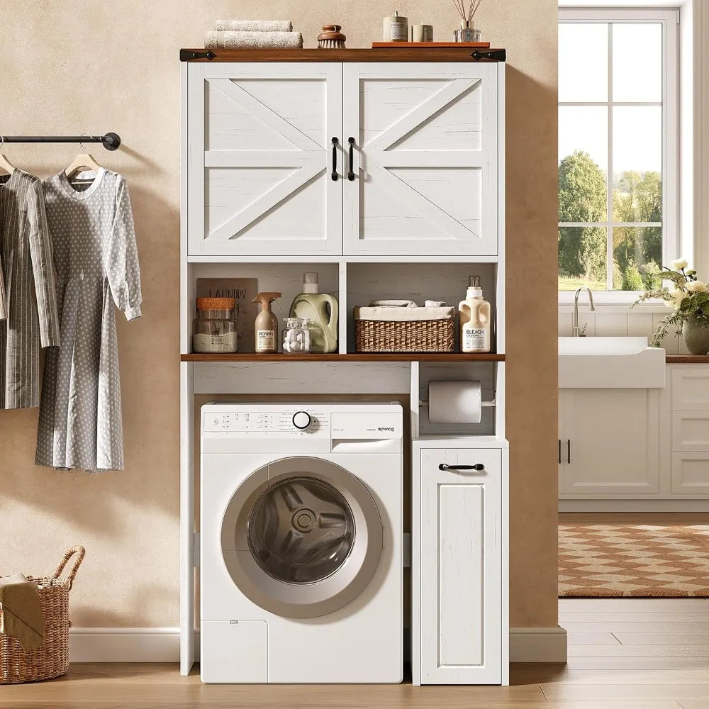 Farmhouse Over The Toilet Storage Cabinet With Space Saving Shelves